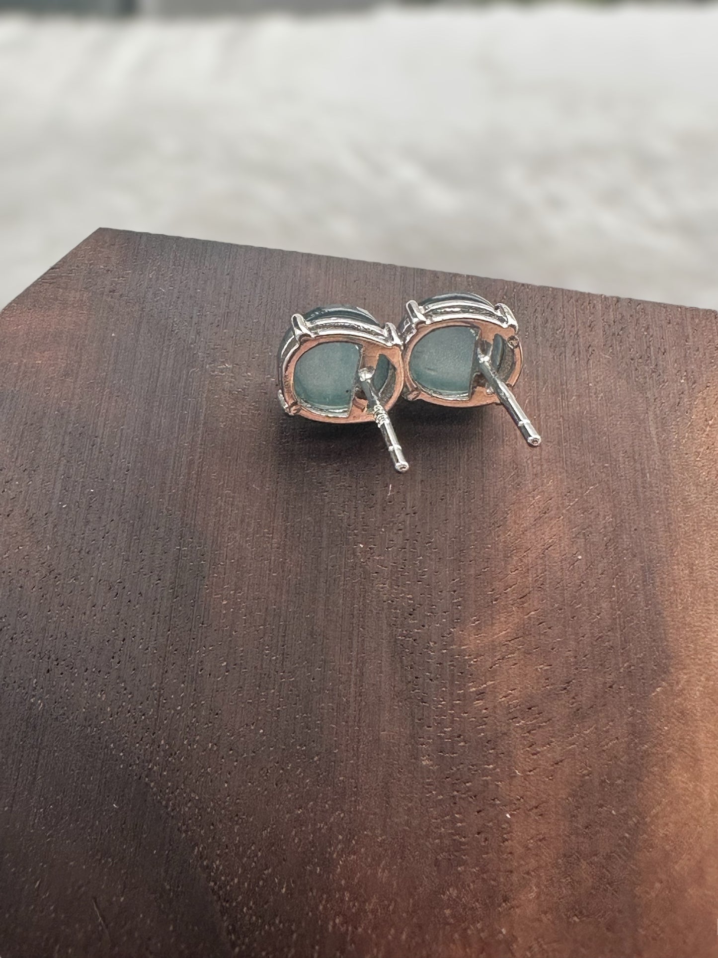 Faceted Jadeite Cabochon Earring Studs