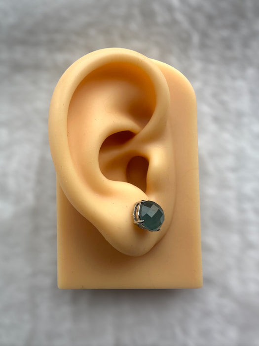 Faceted Jadeite Cabochon Earring Studs