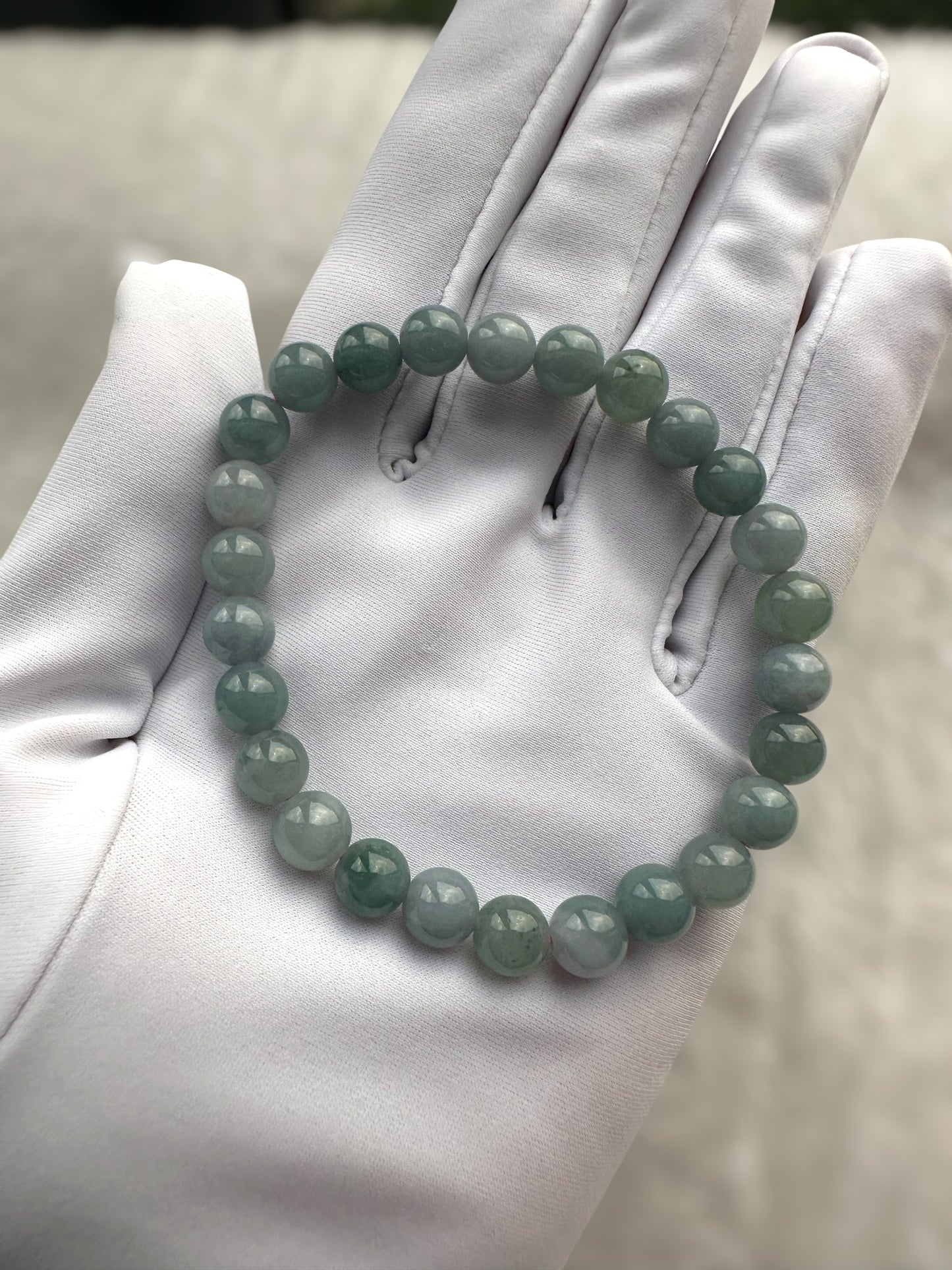 Blue Jadeite Bead Bracelet