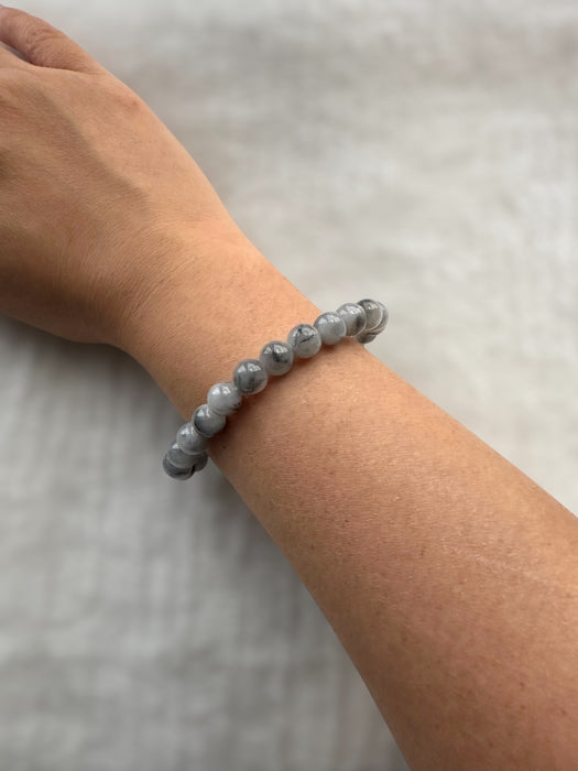 Black Jadeite Bead Bracelet