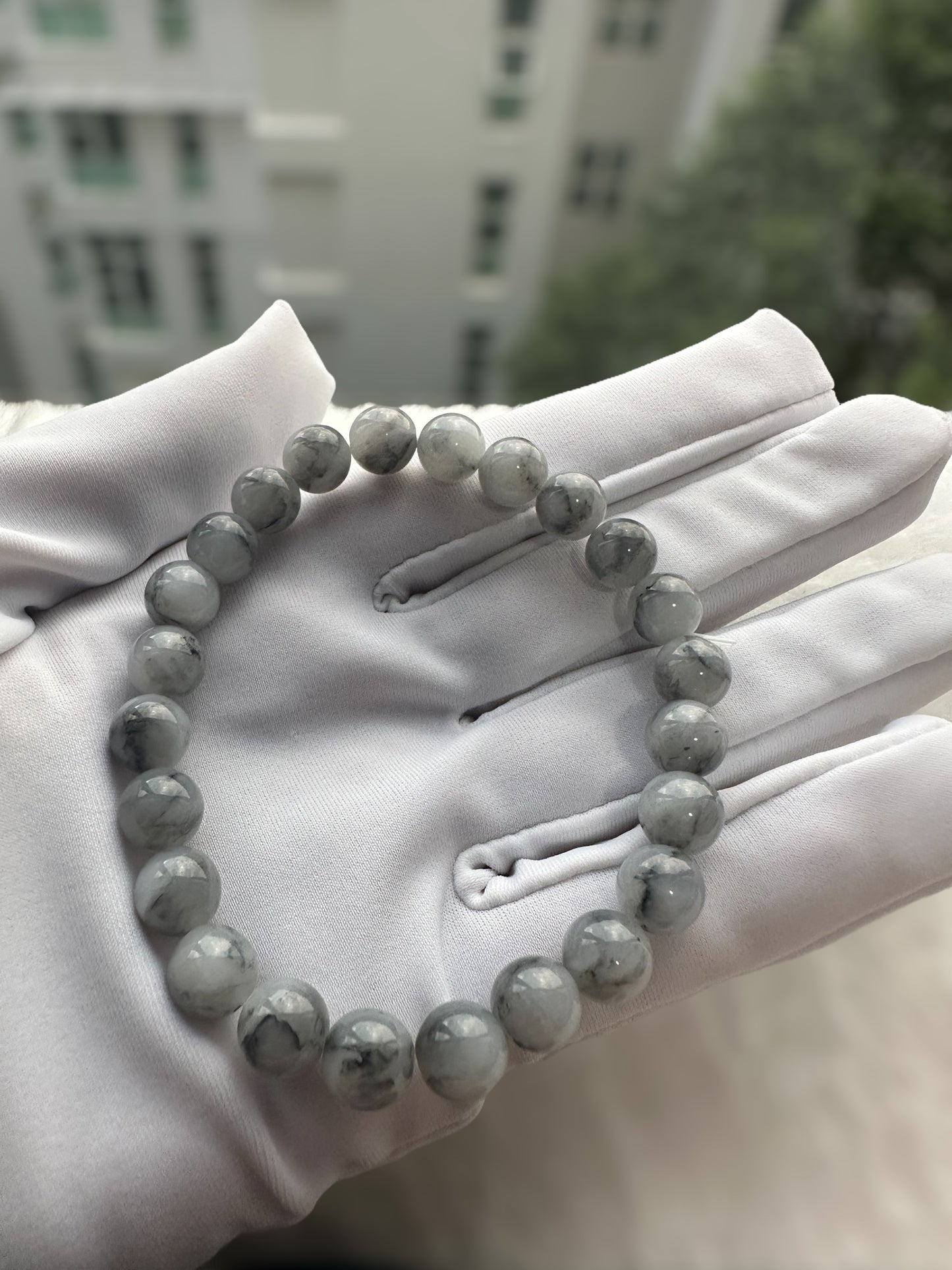 Black Jadeite Bead Bracelet