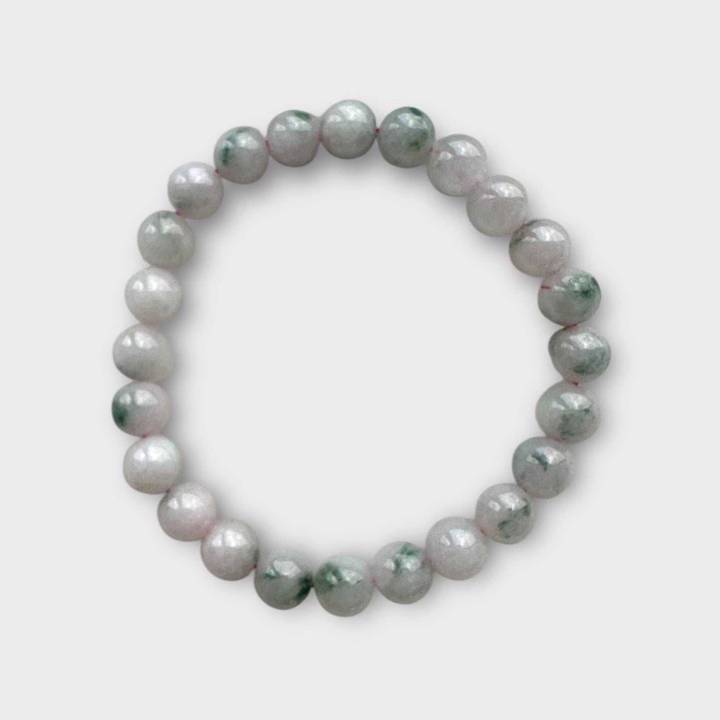 White Green Floating Flowers Jadeite Bead Bracelet