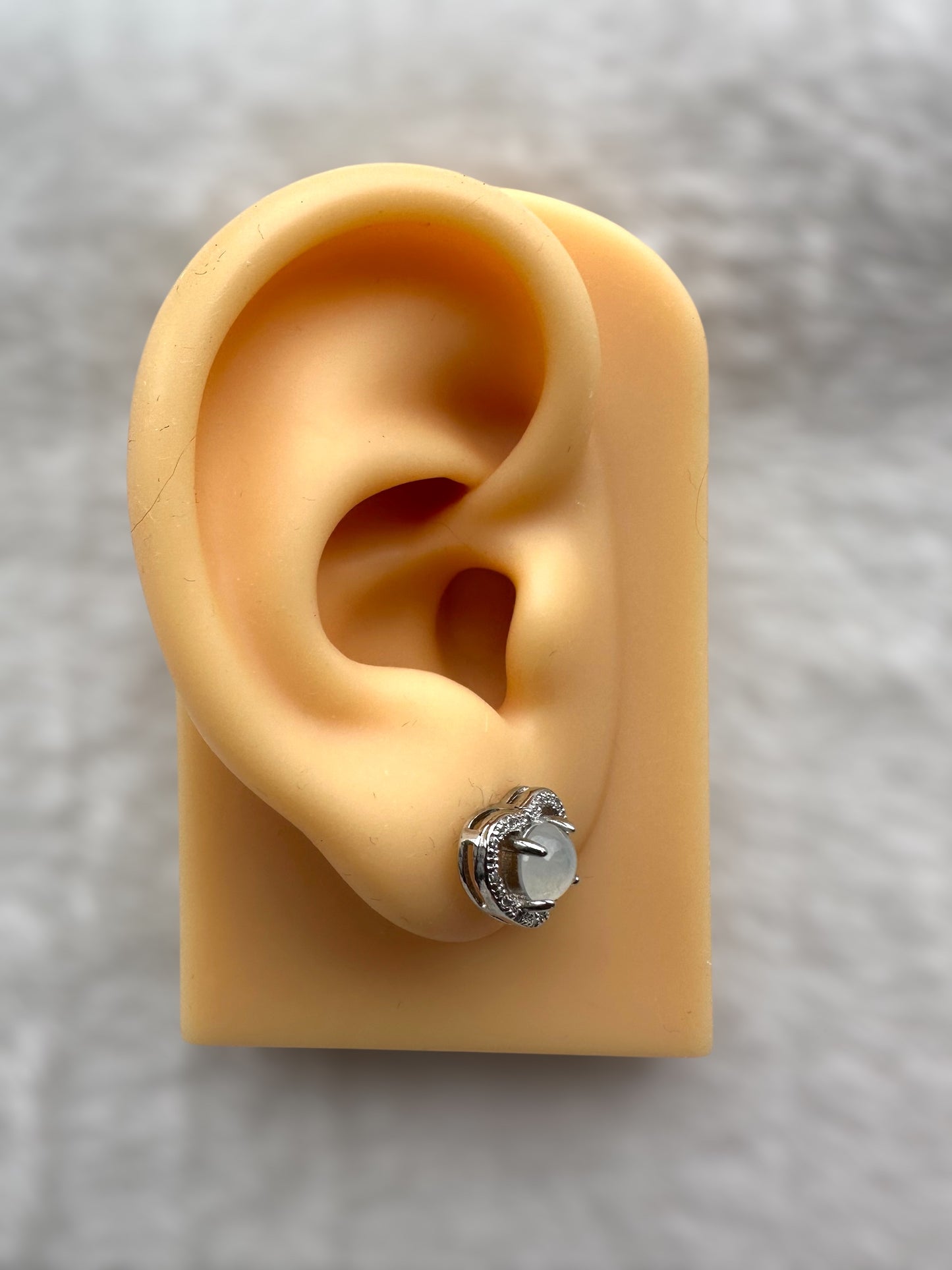 White Heart Jadeite Earring Studs