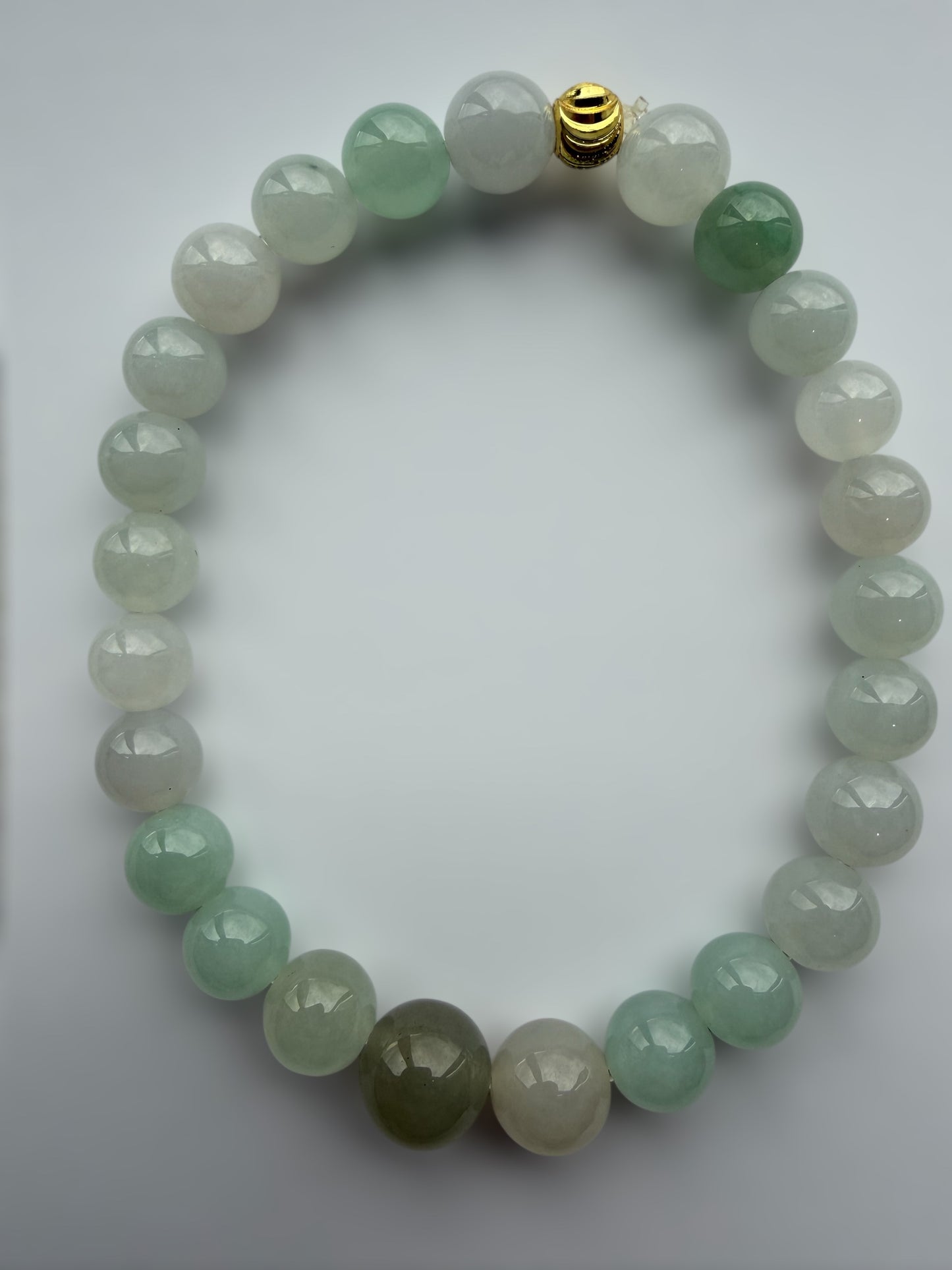 White Green Jadeite Bead Bracelet