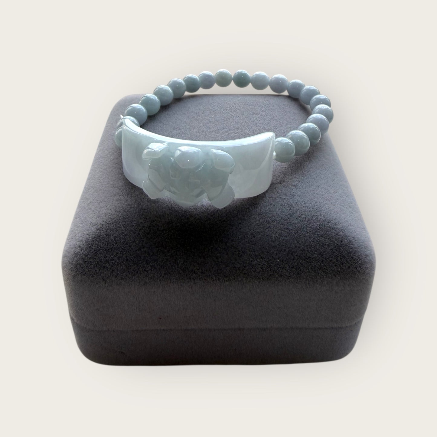 Purple Lotus Jadeite Shoupai Bead Bracelet