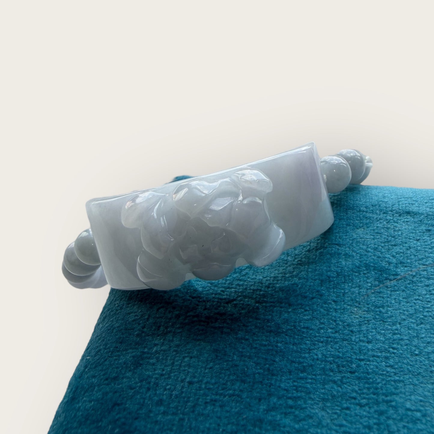 Purple Lotus Jadeite Shoupai Bead Bracelet