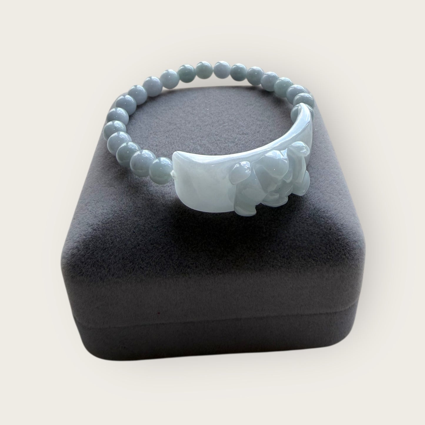 Purple Lotus Jadeite Shoupai Bead Bracelet