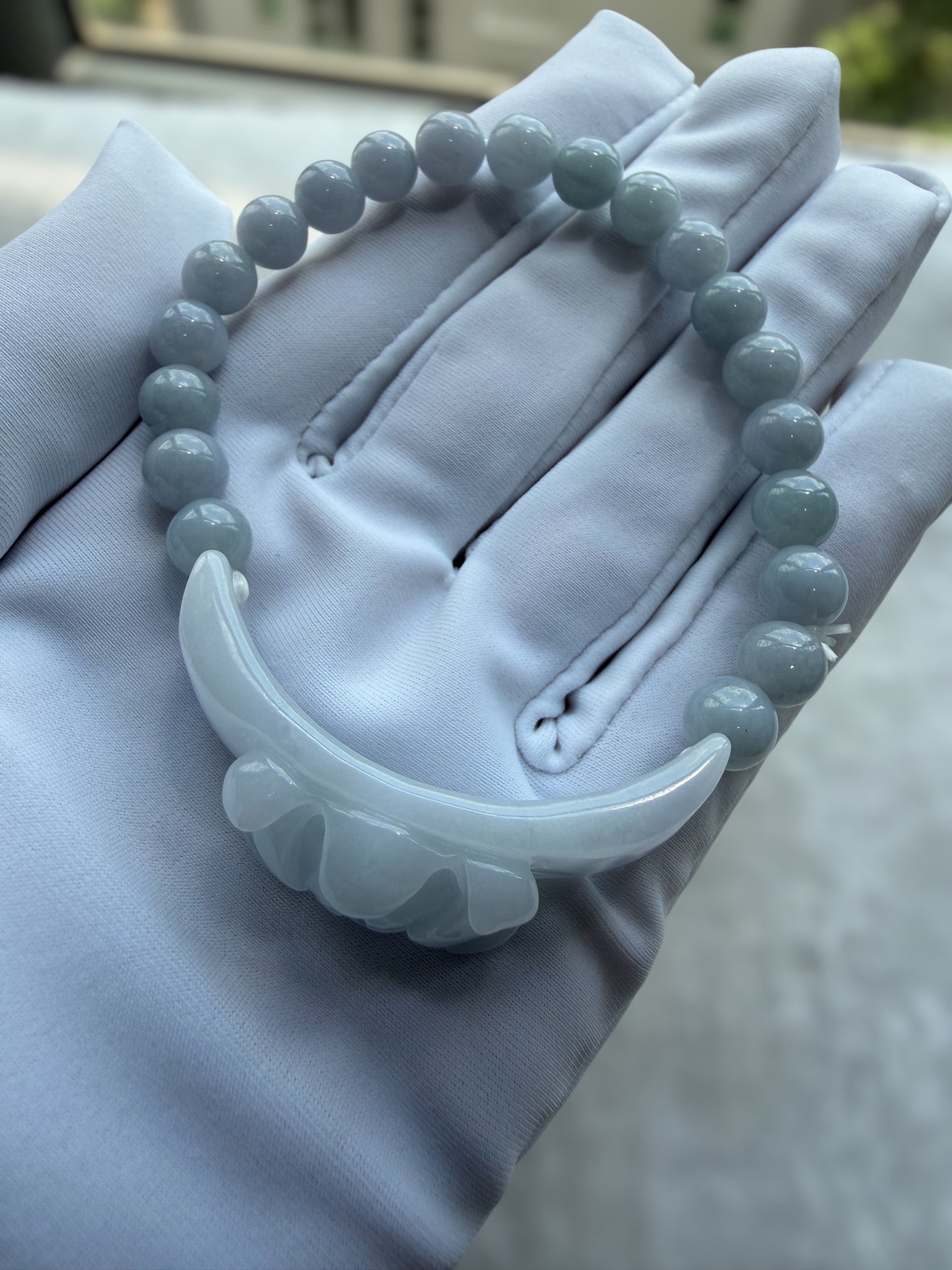 Purple Lotus Jadeite Shoupai Bead Bracelet