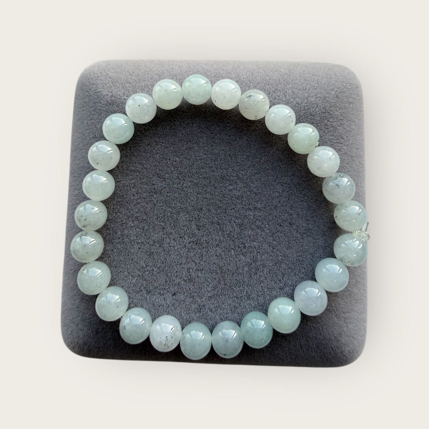 White Wuji Jadeite Bead Bracelet