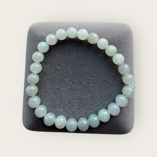 White Wuji Jadeite Bead Bracelet