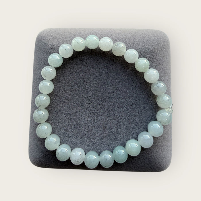 White Wuji Jadeite Bead Bracelet
