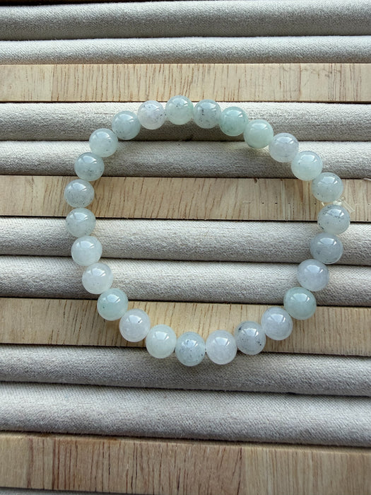 White Wuji Jadeite Bead Bracelet