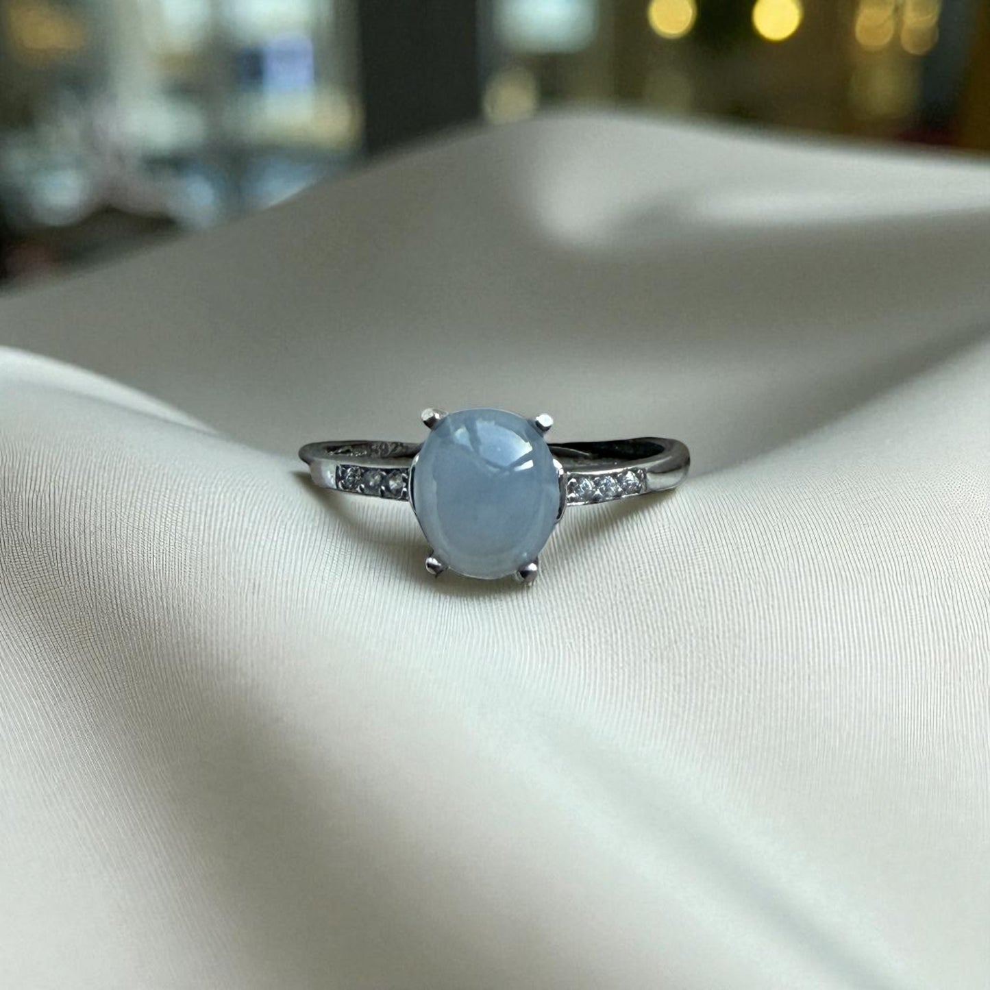 Purple Cabochon Jadeite Ring