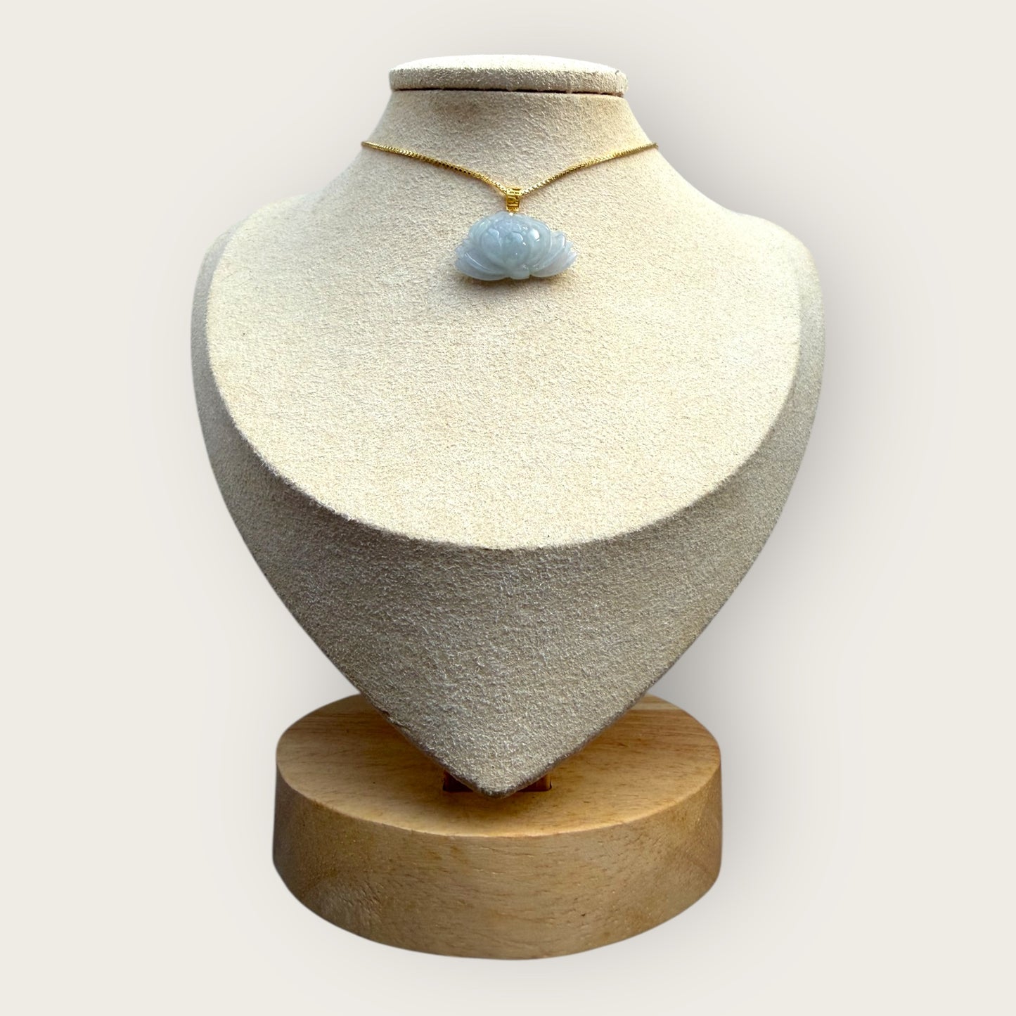 Lotus Flower Jadeite Necklace - 18K Gold Hook