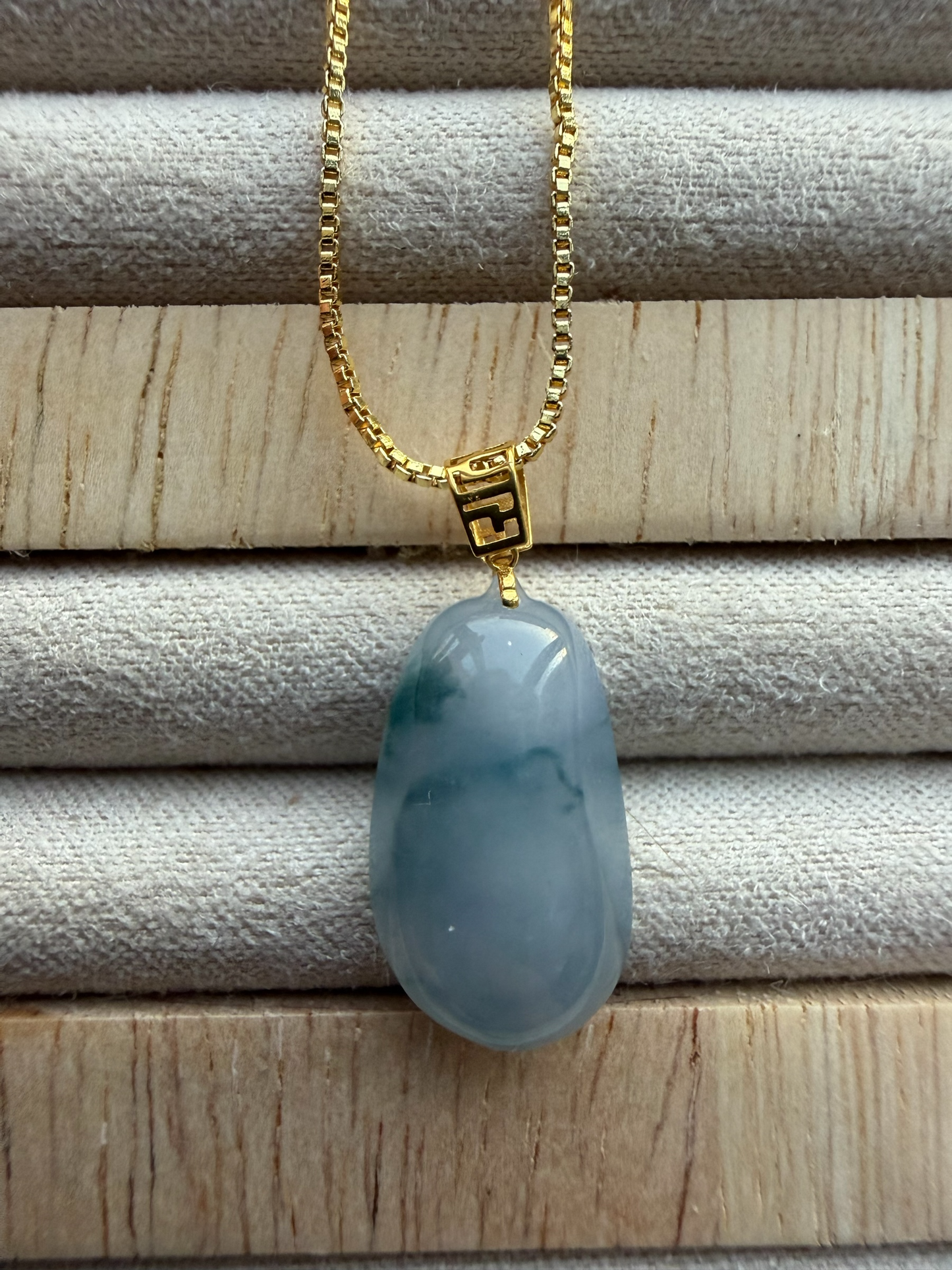 Purple Floating Flowers Gourd Jadeite Necklace - 18K Gold Hook