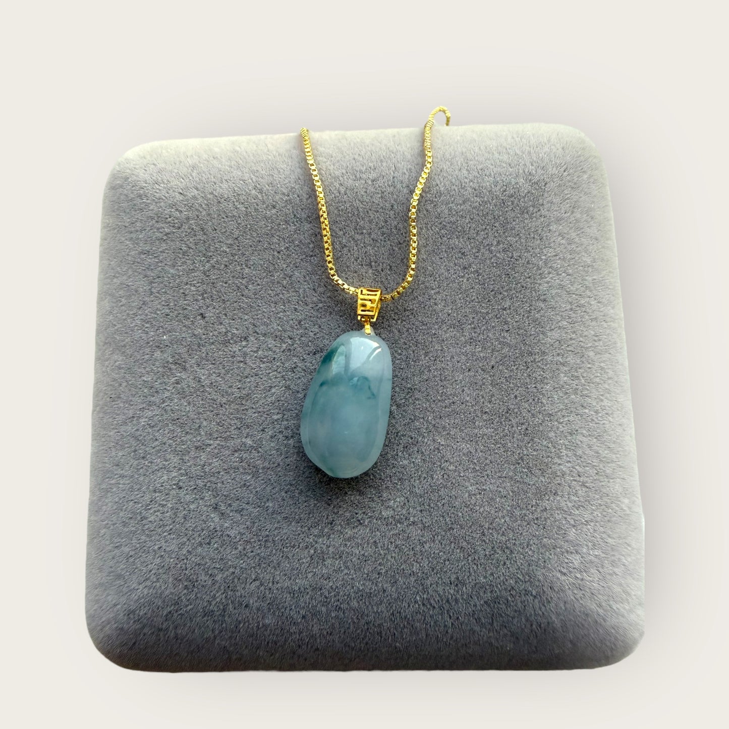 Purple Floating Flowers Gourd Jadeite Necklace - 18K Gold Hook