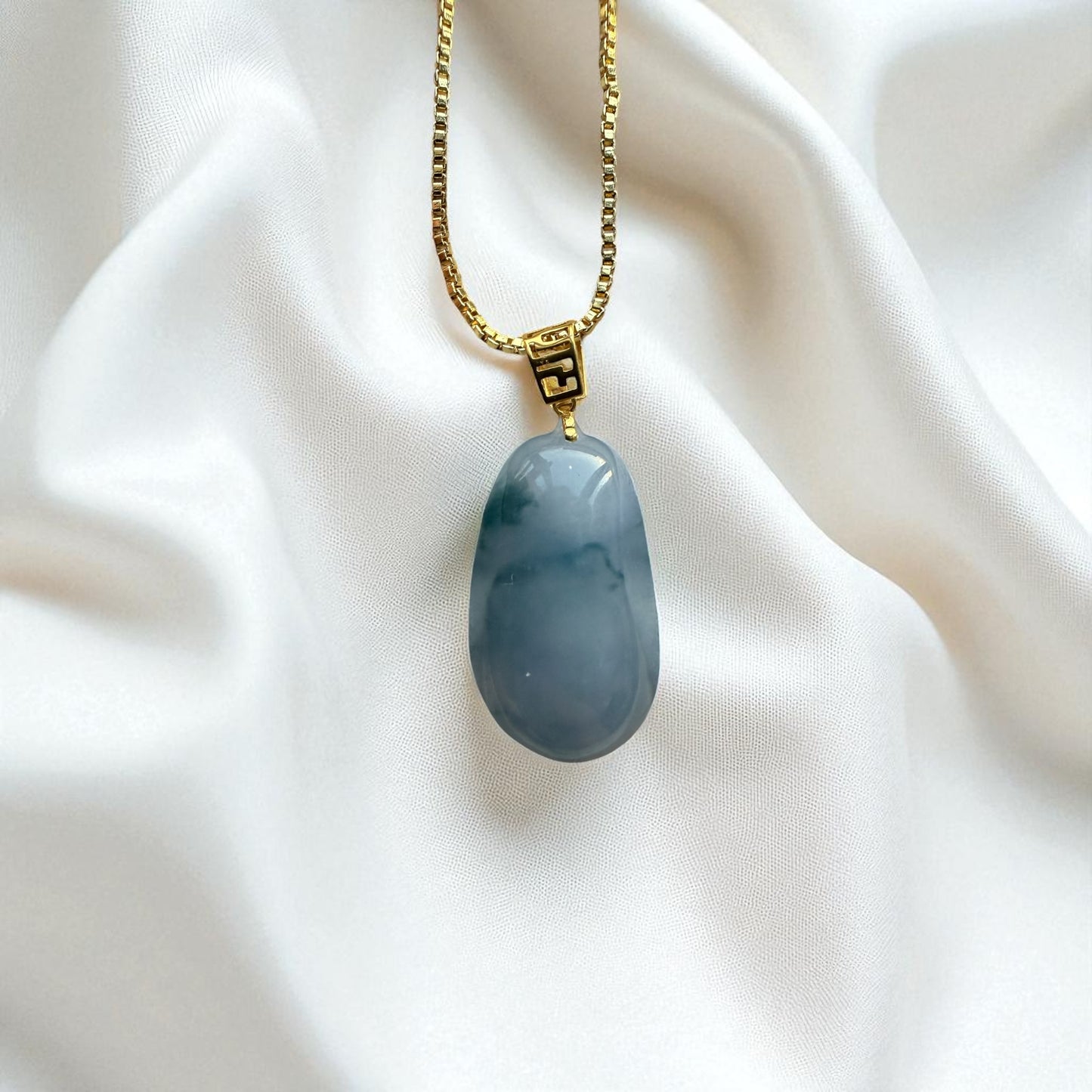 Purple Floating Flowers Gourd Jadeite Necklace - 18K Gold Hook