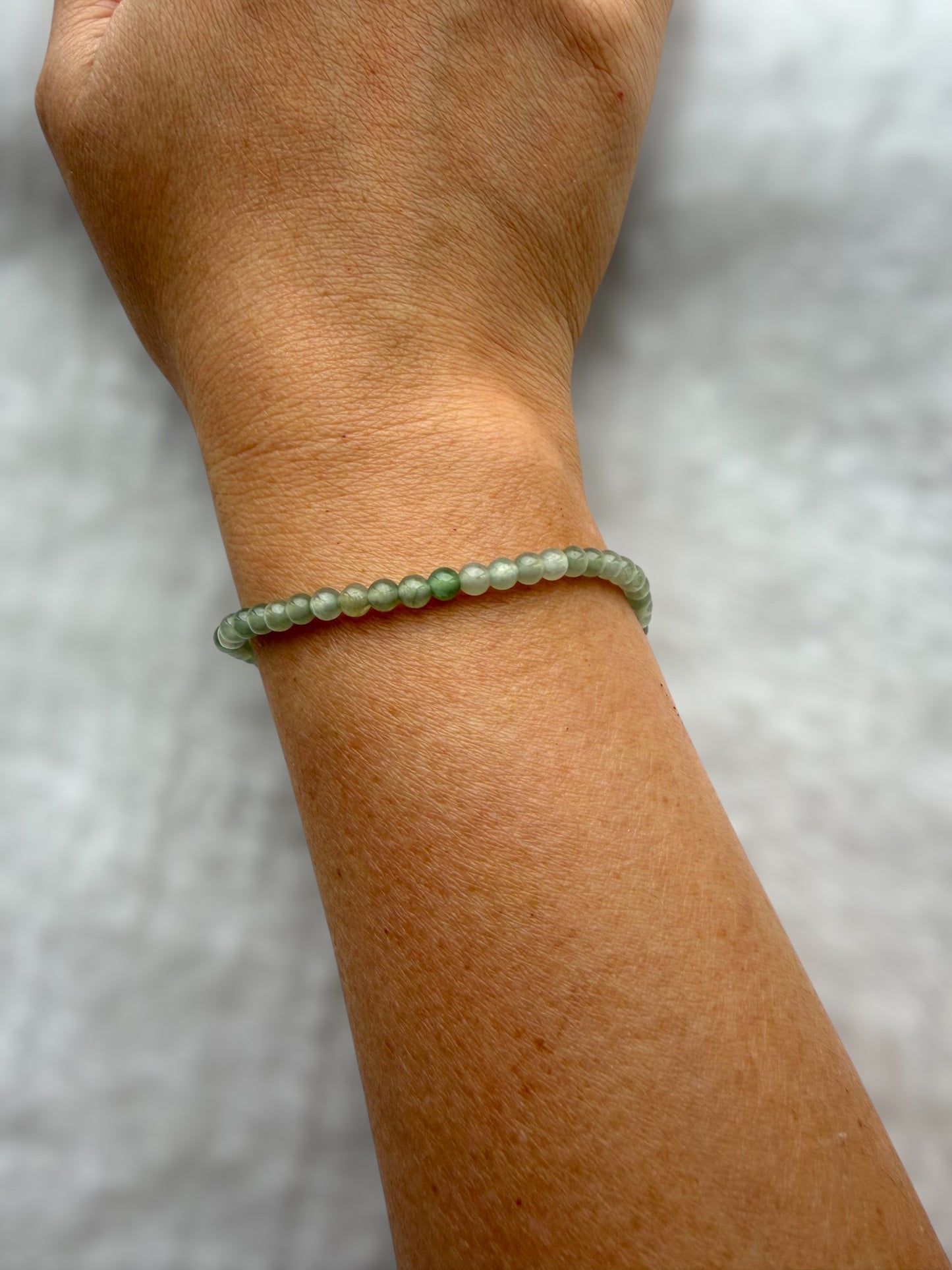 Green White Jadeite Bead Bracelet