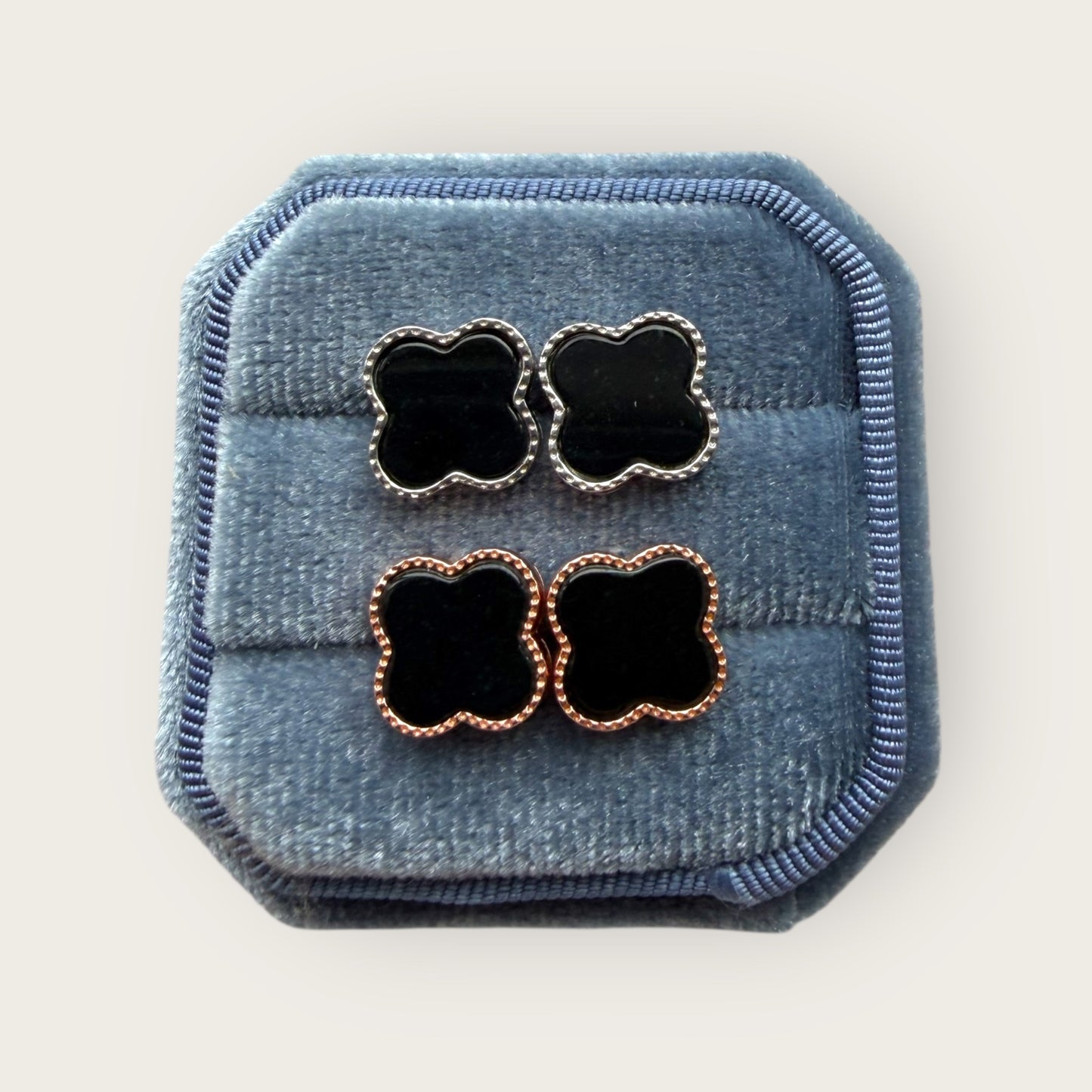 Omphacite Clover Jadeite Earring Studs