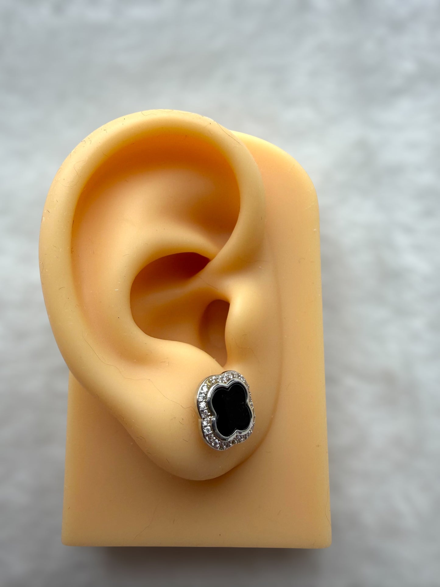 Omphacite Clover Jadeite Earring Studs