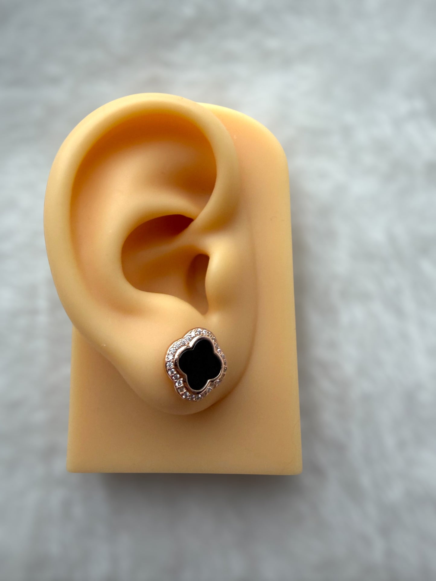 Omphacite Clover Jadeite Earring Studs