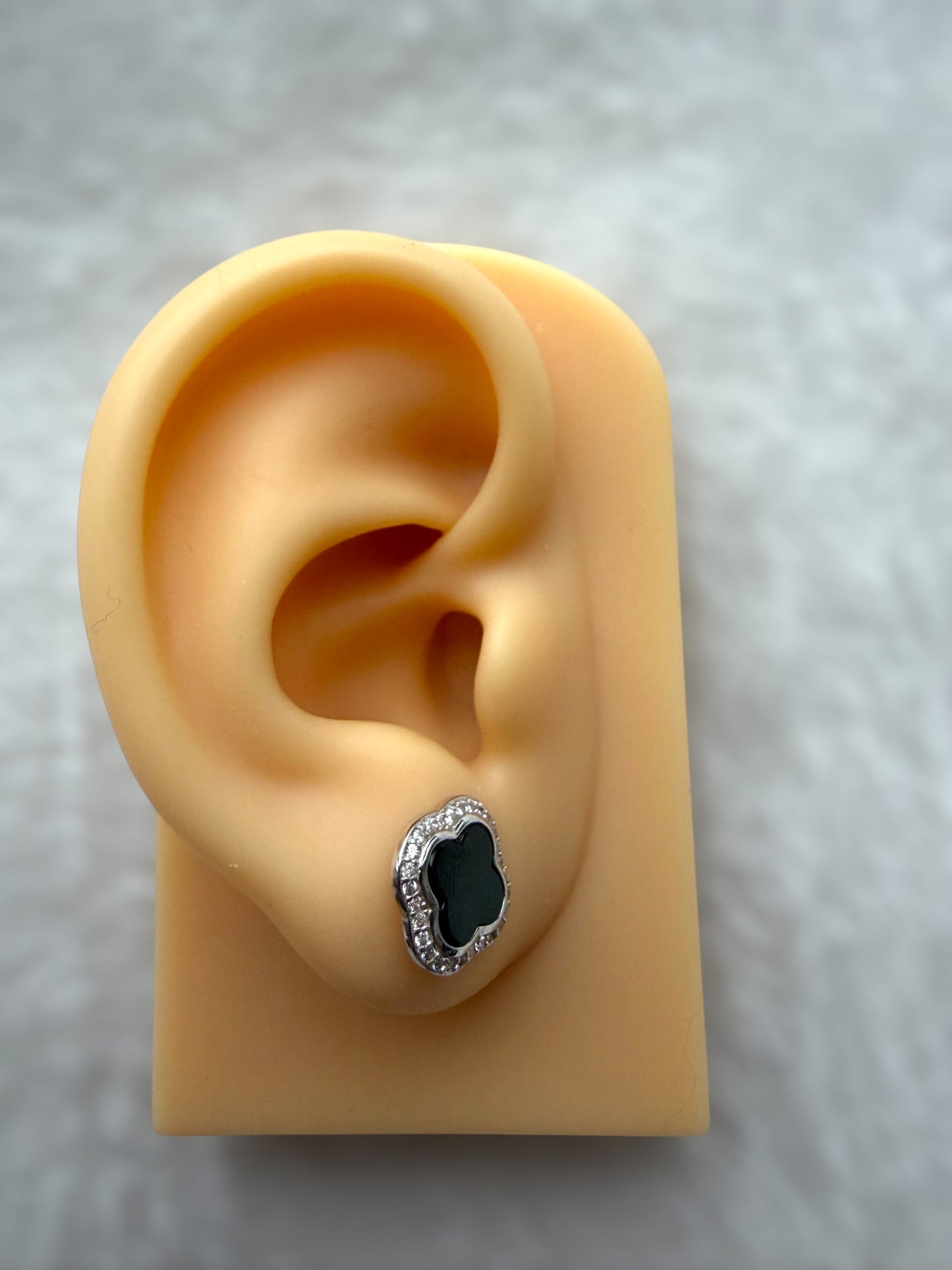 Omphacite Clover Jadeite Earring Studs