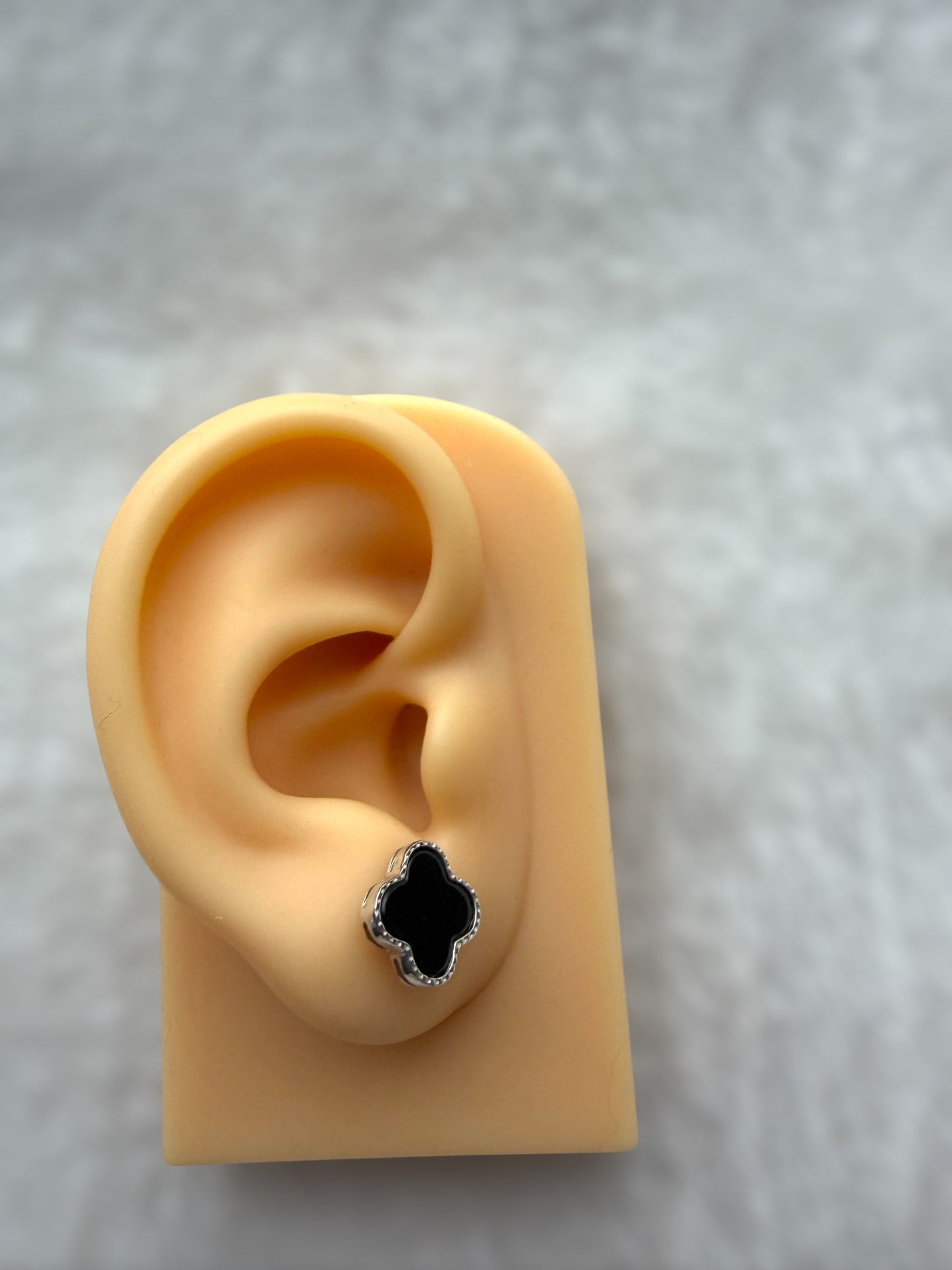 Omphacite Clover Jadeite Earring Studs