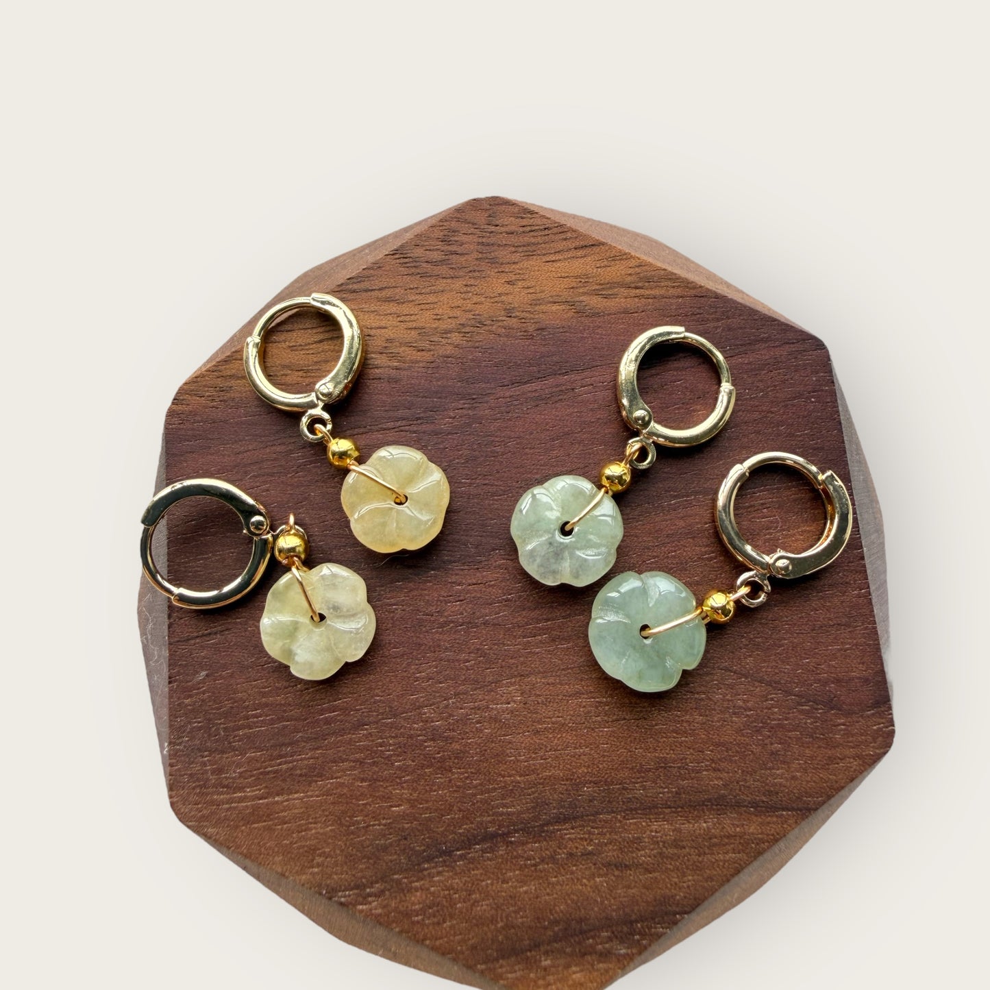 Plum Blossom Jadeite Earring Huggies