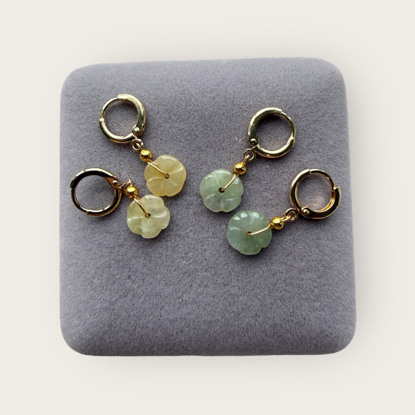 Plum Blossom Jadeite Earring Huggies
