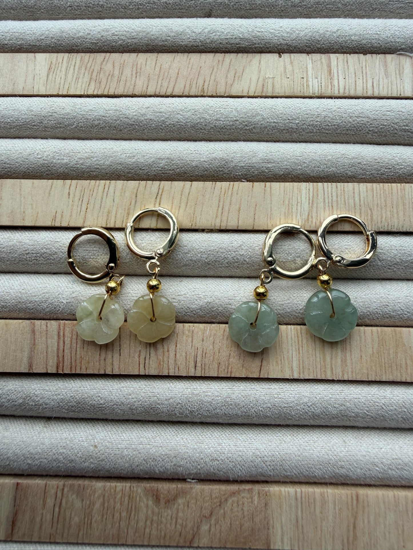 Plum Blossom Jadeite Earring Huggies