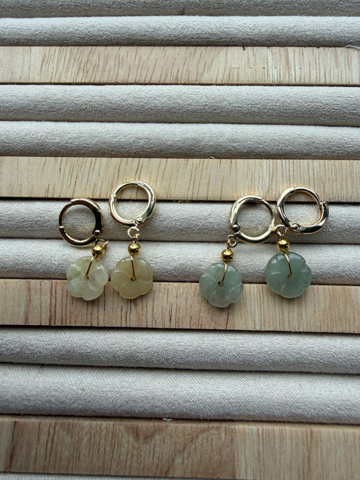Plum Blossom Jadeite Earring Huggies