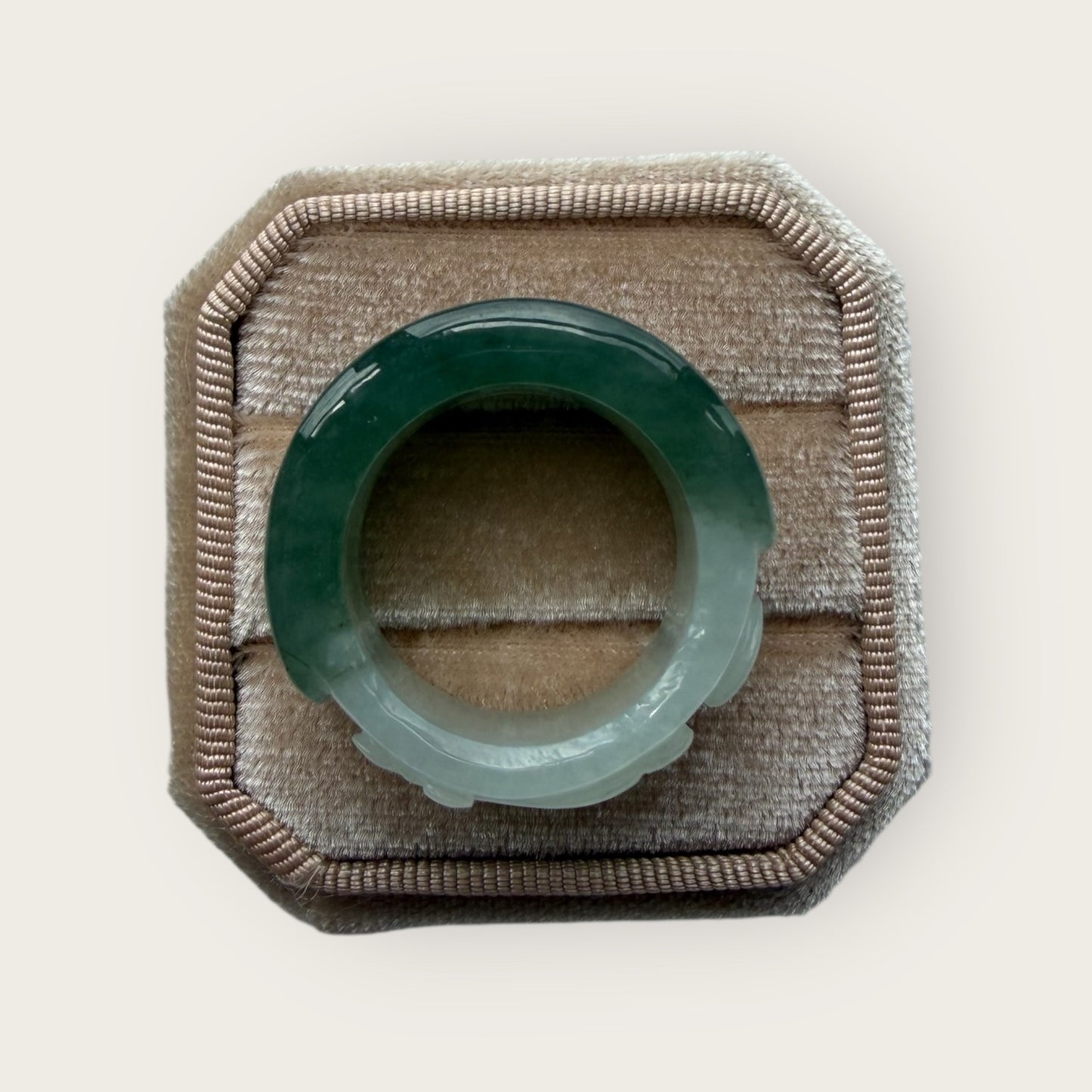 Green Carved Jadeite Ring