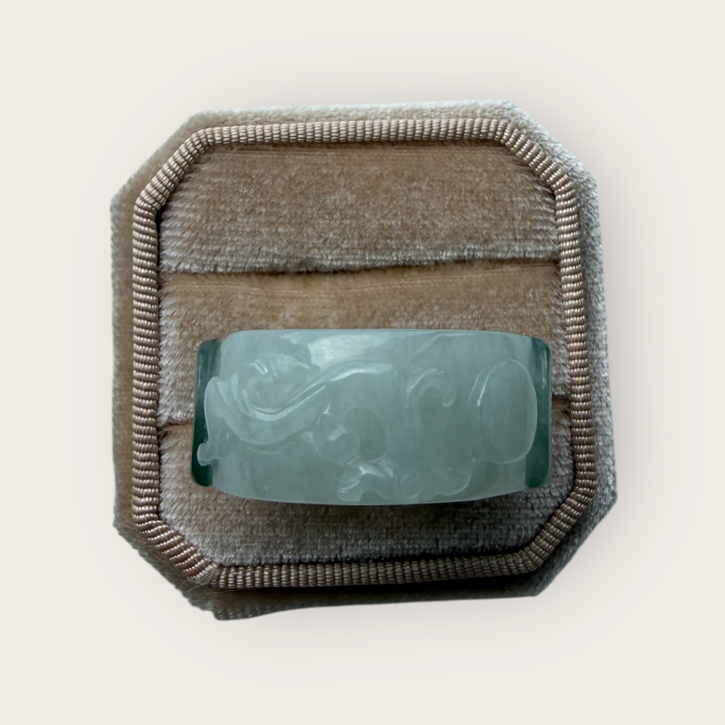 Green Carved Jadeite Ring