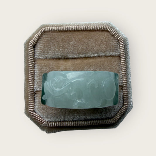 Green Carved Jadeite Ring