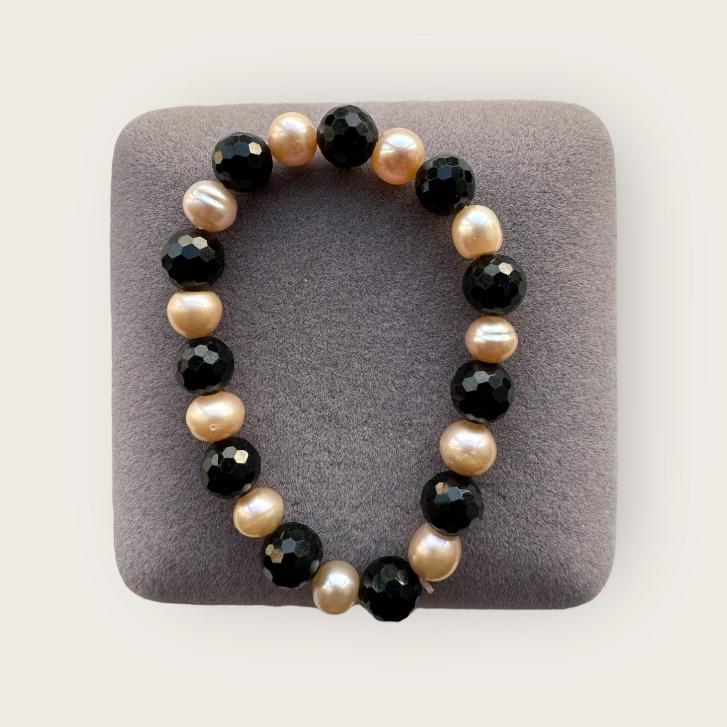 Faceted Omphacite Jadeite Pearl Bracelet