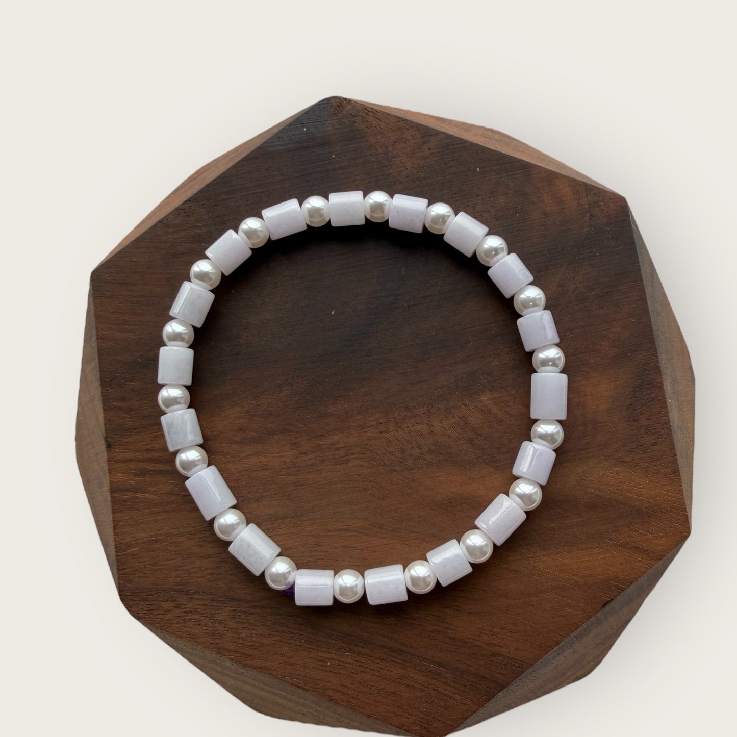 Jadeite Block Pearl Bracelet