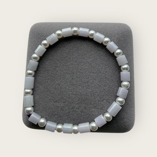 Jadeite Block Pearl Bracelet