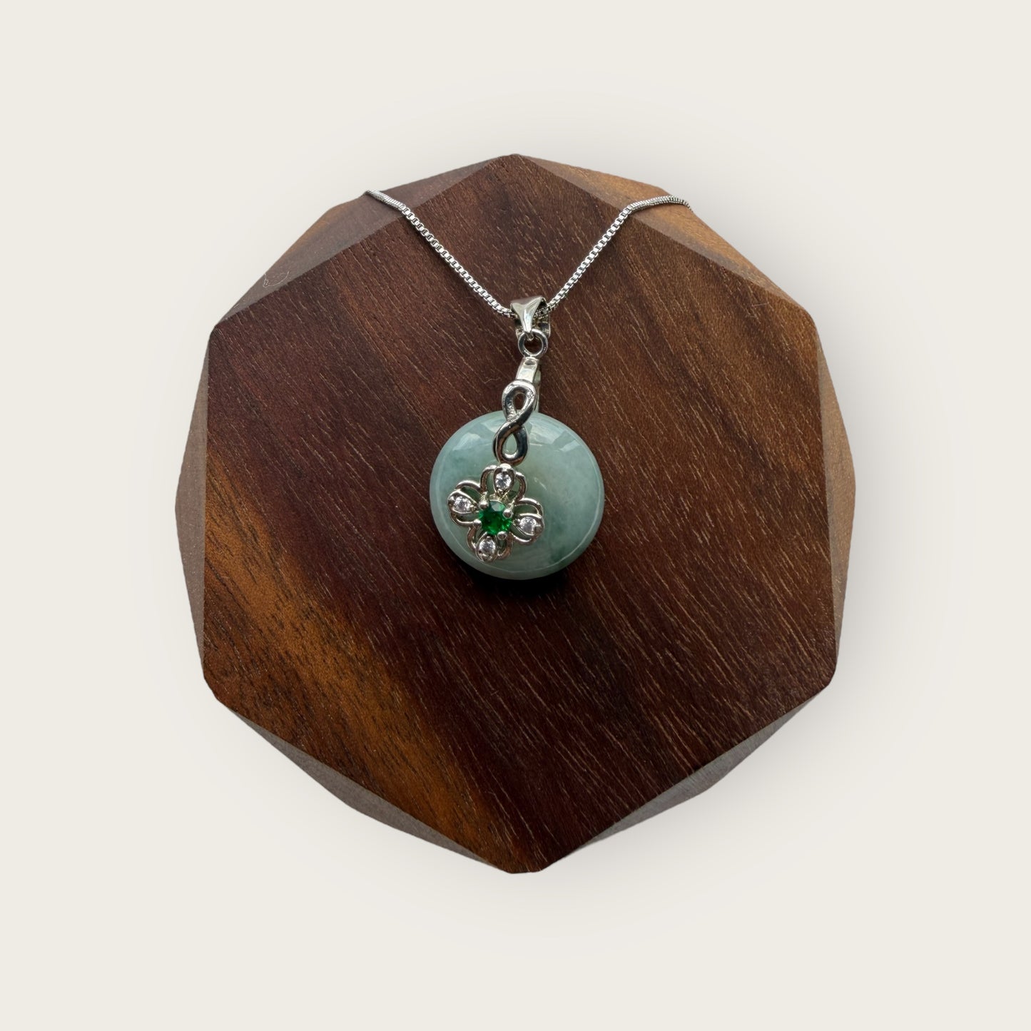 Dainty Jadeite Donut Necklace