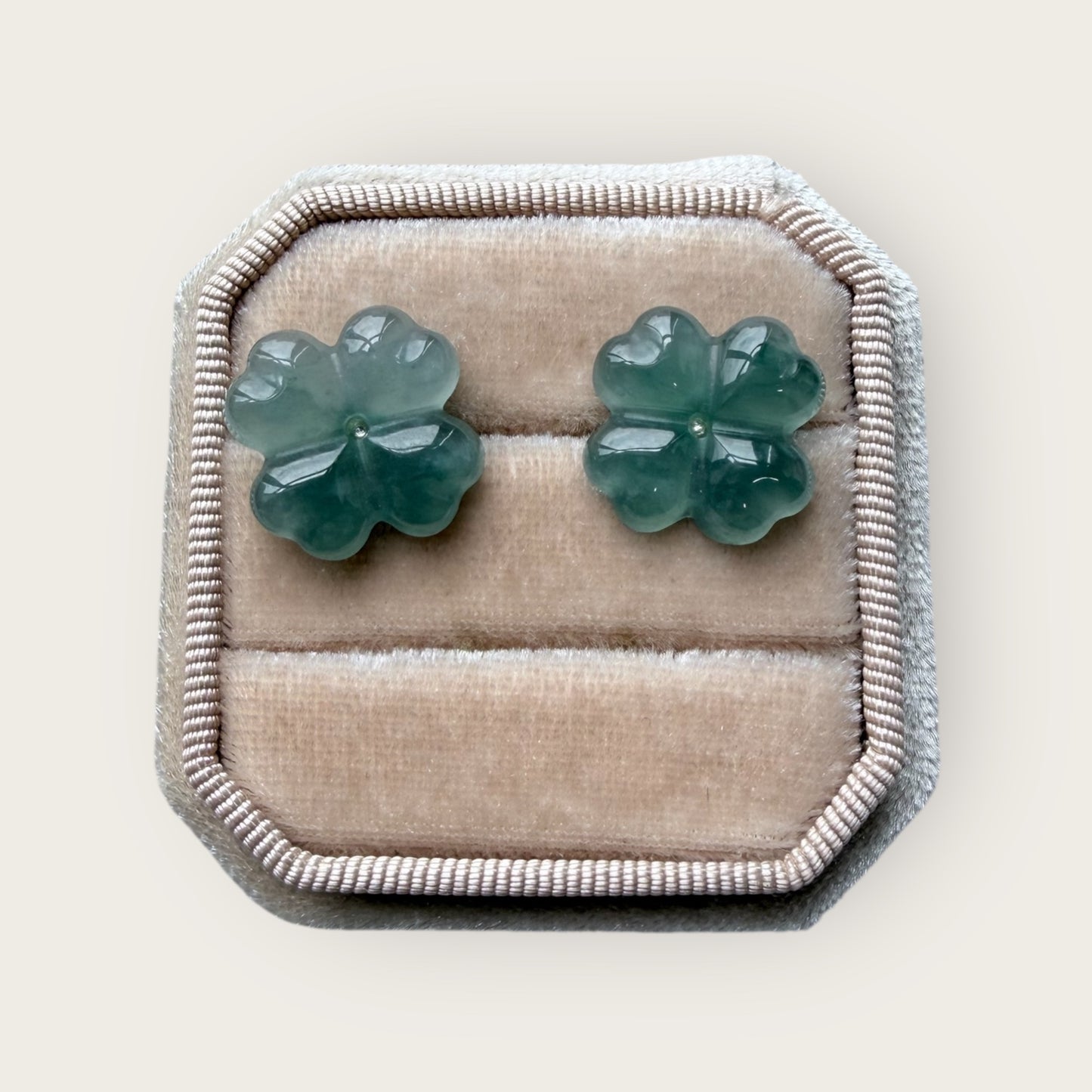 Clover Jadeite Earring Studs