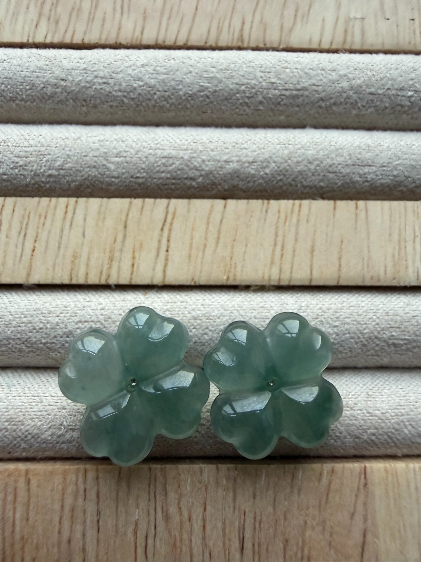Clover Jadeite Earring Studs