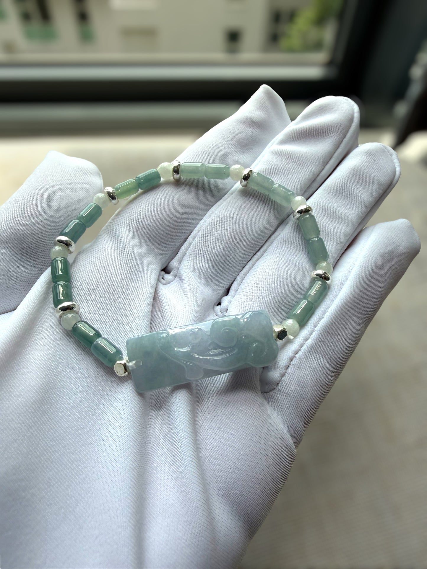 Blue Cloud Jadeite Bracelet