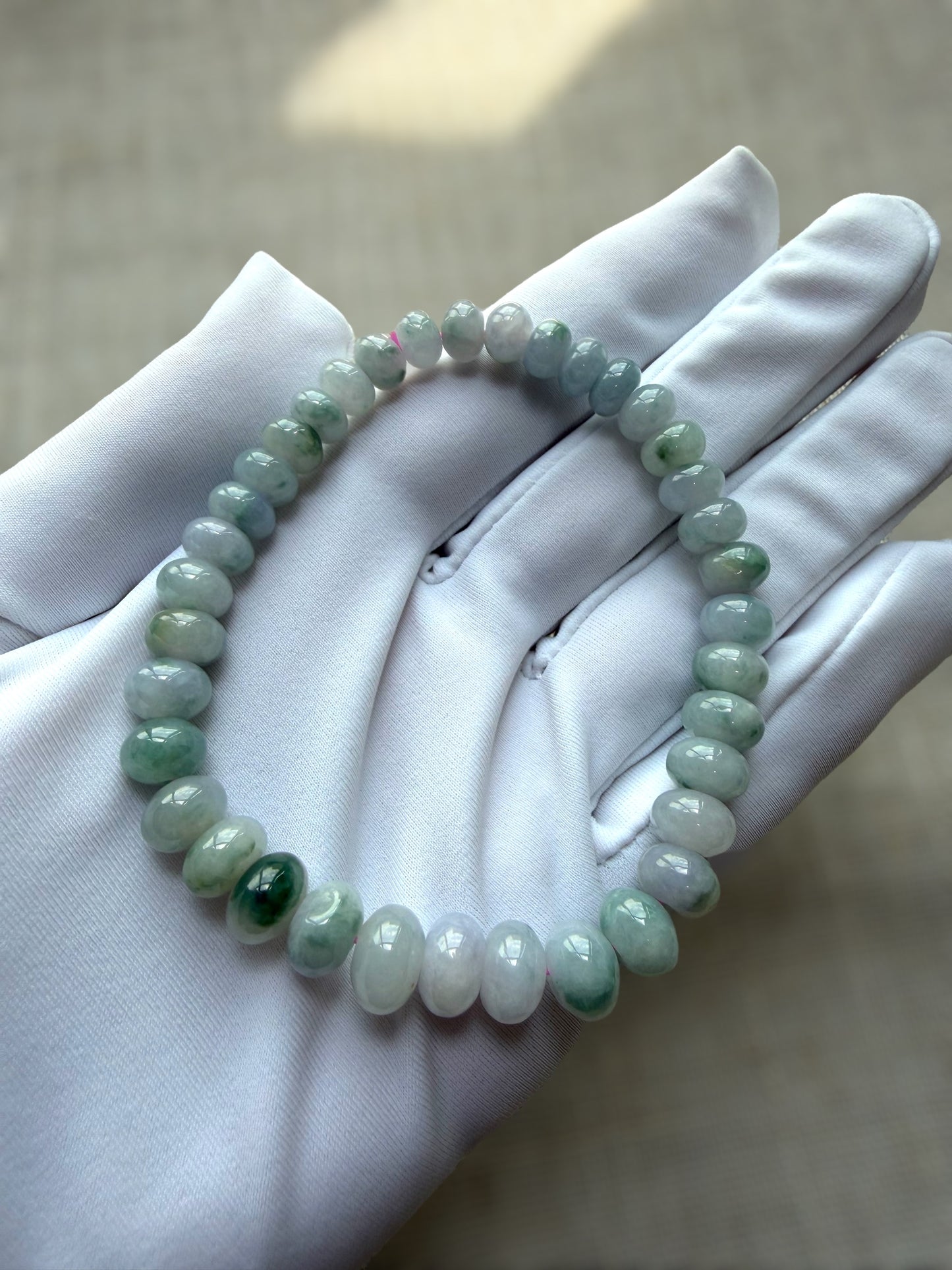 Floating Flowers Abacus Bead Jadeite Bracelet
