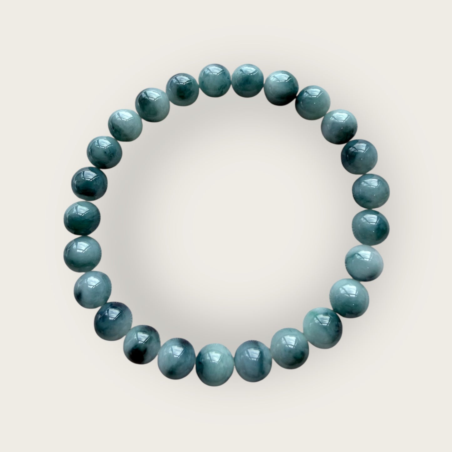 Denim Blue Floating Flowers Jadeite Bead Bracelet