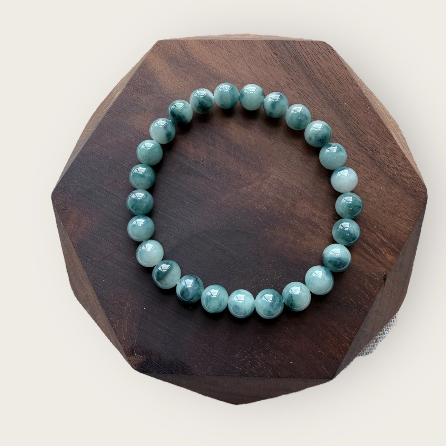 Denim Blue Floating Flowers Jadeite Bead Bracelet