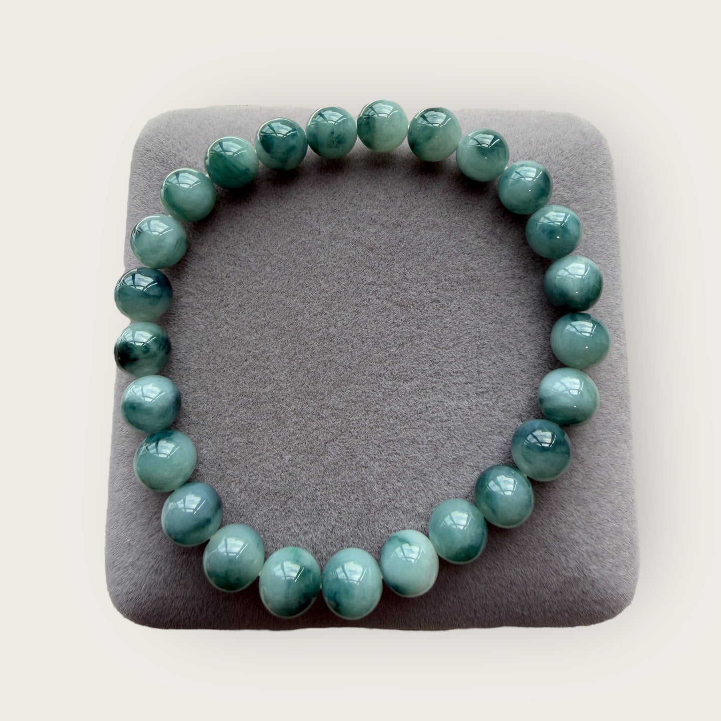 Denim Blue Floating Flowers Jadeite Bead Bracelet