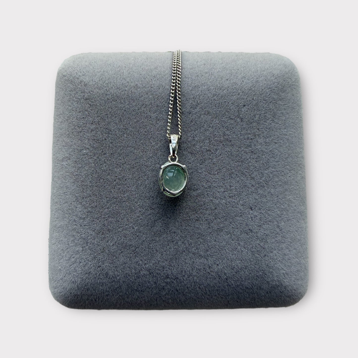 White Floating Flower Jadeite Cabochon Necklace