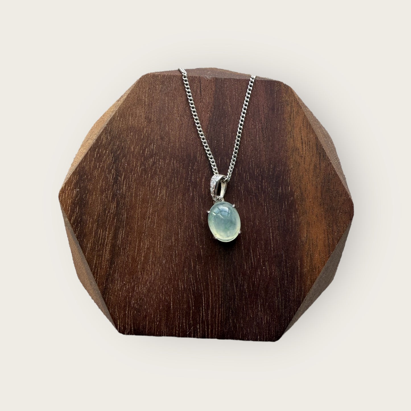 White Floating Flower Jadeite Cabochon Necklace