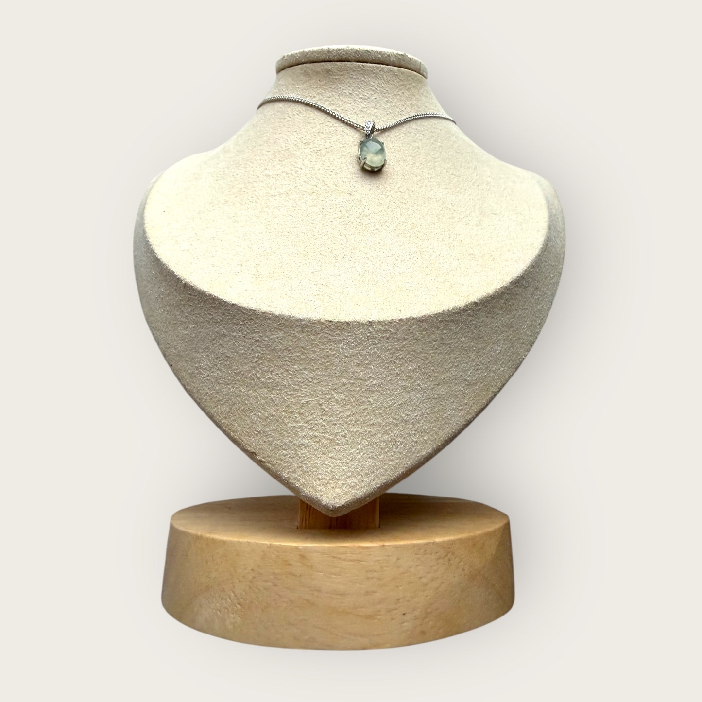 White Floating Flower Jadeite Cabochon Necklace