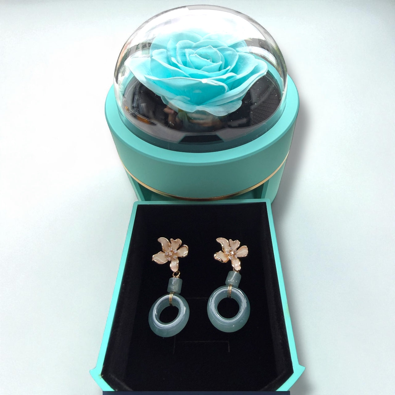 Flower Donut Jadeite Earring Studs