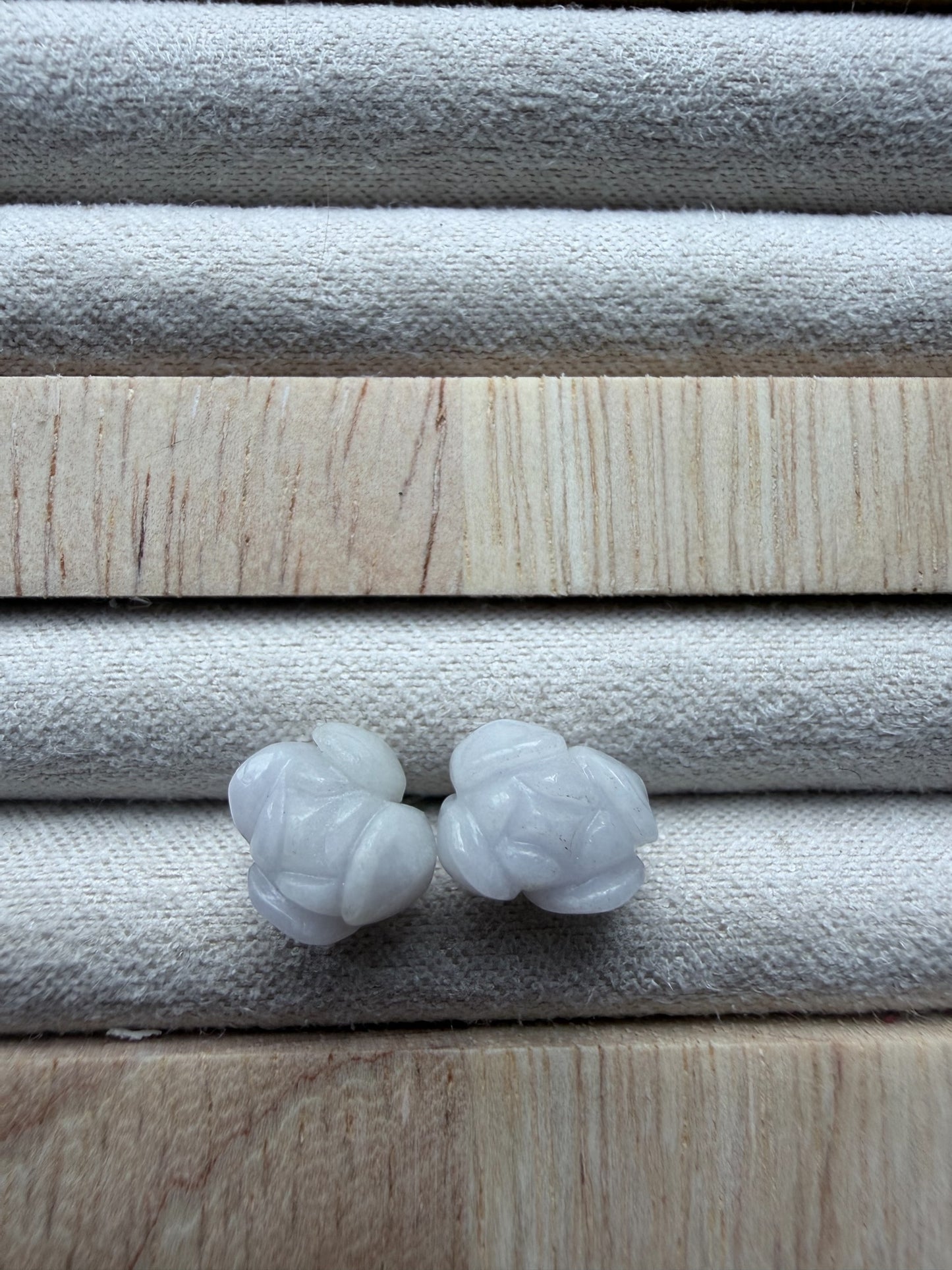 Purple Carved Flower Jadeite Earring Studs